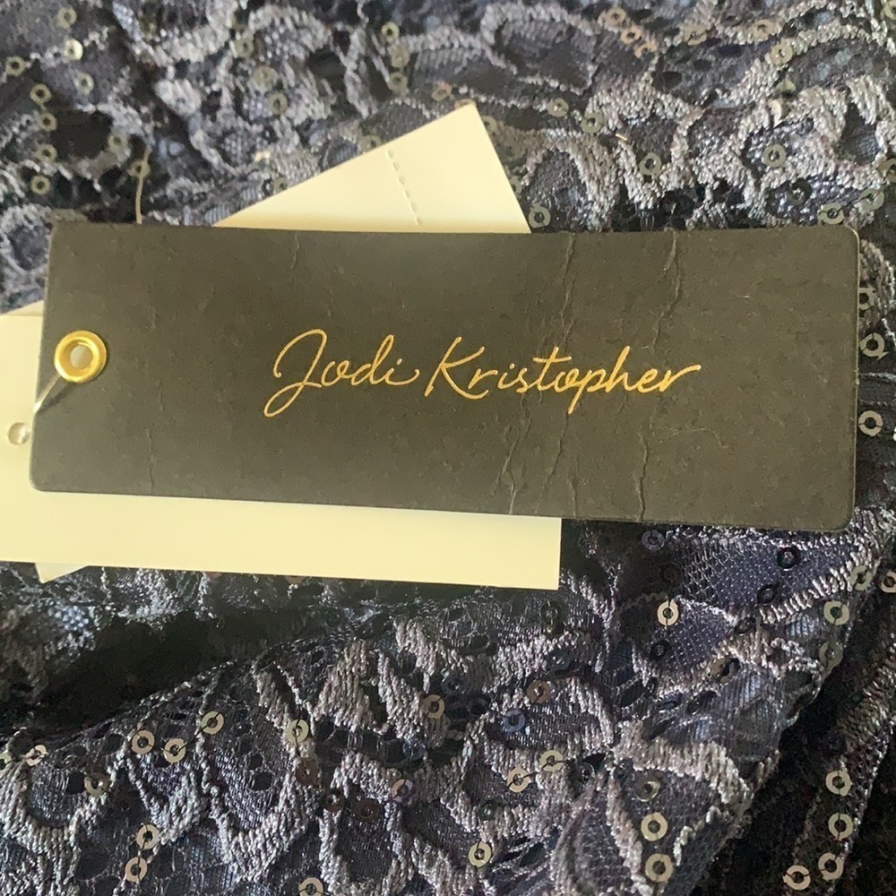 Jodi Kristopher New With Tags Juniors Size 1 Blue Sequin High Low Party Dress - Picture 8 of 9